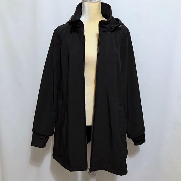 Jessica Simpson NWOT Black Softshell Trench Coat Women 1X - Picture 9 of 14